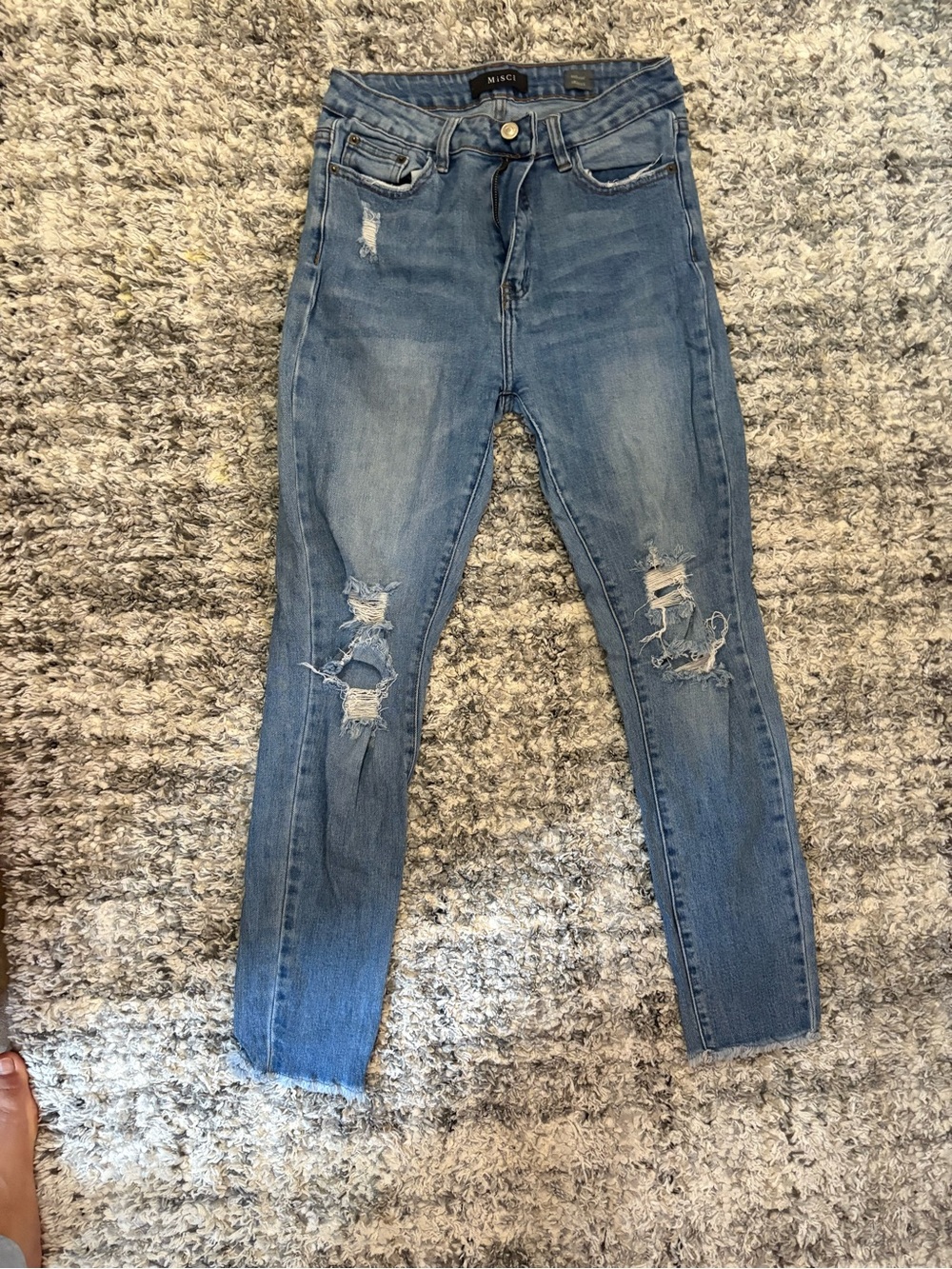 Women's Distressed Blue Skinny Jeans